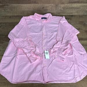 Ralph Lauren Mens 4XB Big Pink w/ Blue Pony Soft 100% Cotton Dress Shirt